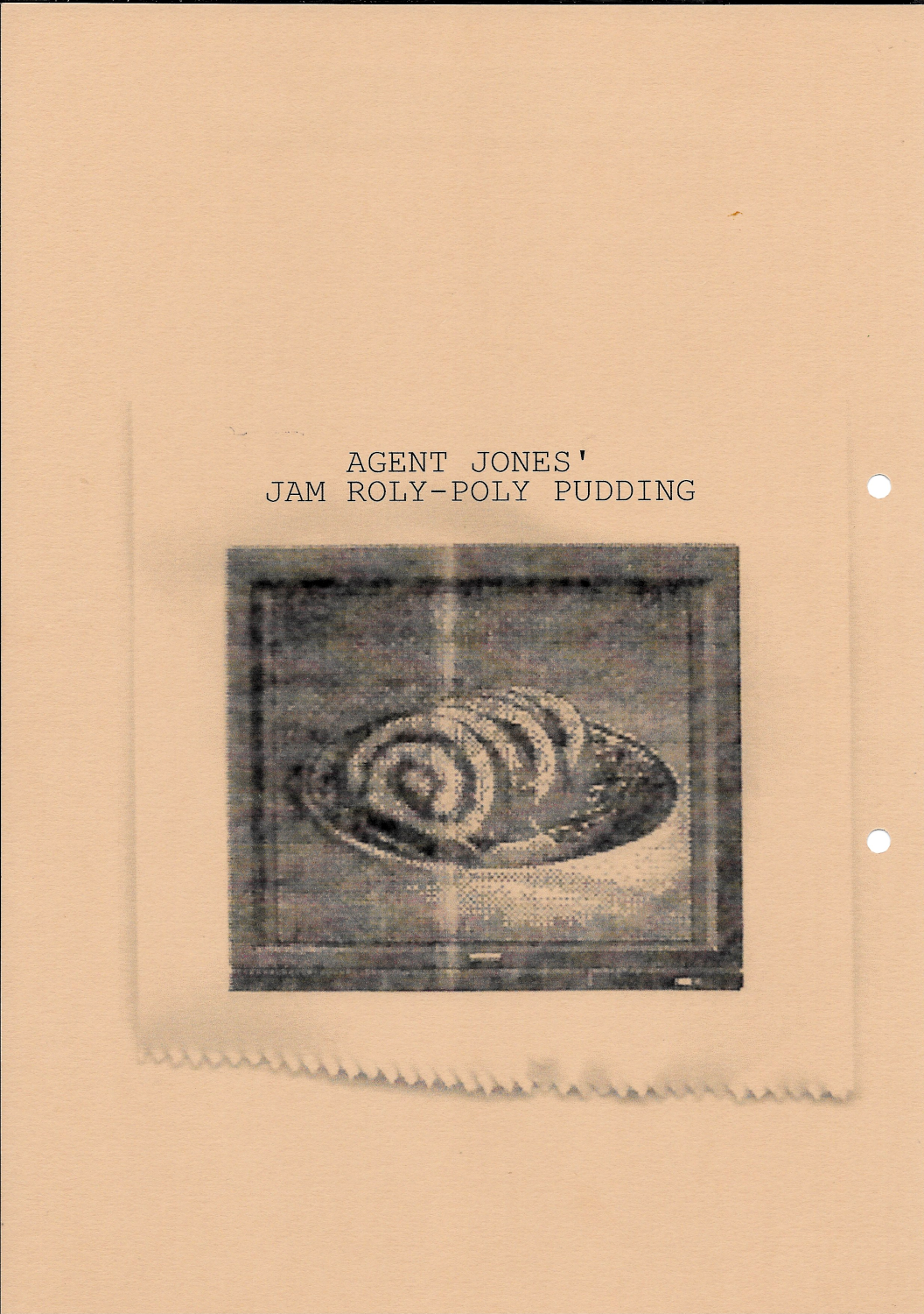 Back of recipe card - Agent Jones’ Jam Roly-Poly Pudding
