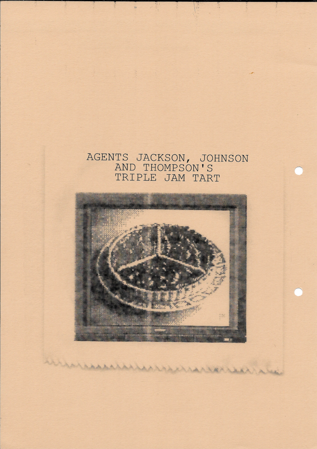 Back of recipe card - Agents Jackson, Johnson and Thompson’s Triple Jam Tart