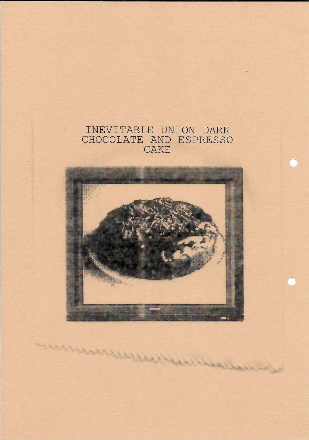 Back of recipe card - Inevitable Union Dark Chocolate and Espresso Cake