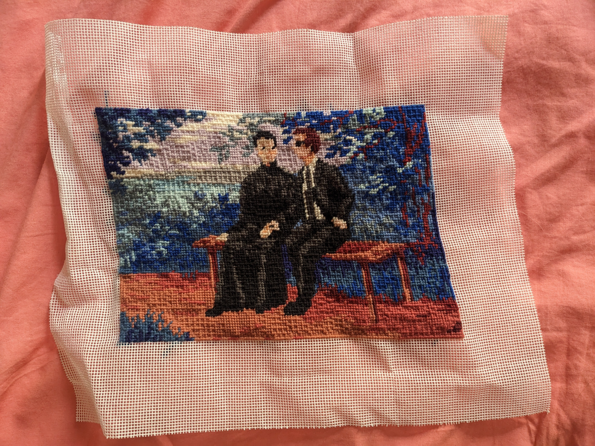 The Bench embroidery – view 1